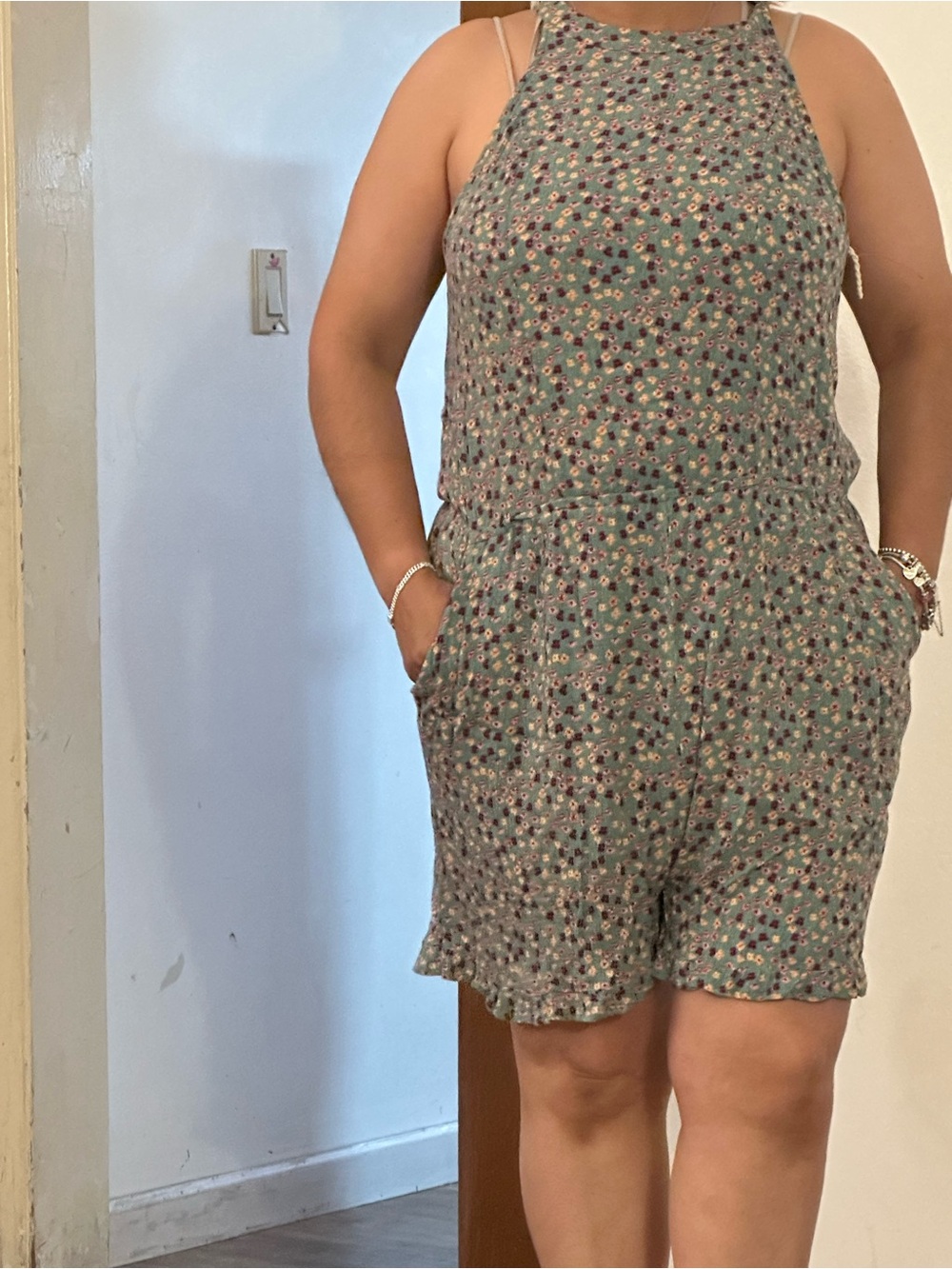 Mossimo Supply Co. Teal Floral Kids Dress with Pink and Yellow Flowers